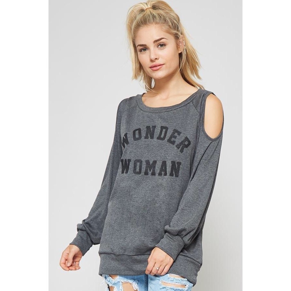 Wonder Woman cold shoulder Sweatshirt in Gray